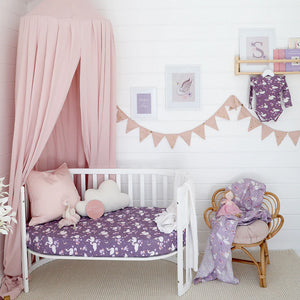 Midnight Swan Organic Fitted Cot Sheet - Snuggle Hunny