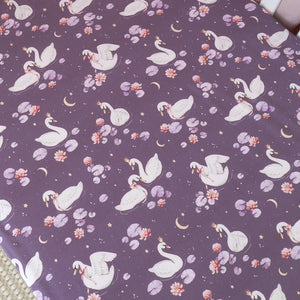 Midnight Swan Organic Fitted Cot Sheet - Snuggle Hunny