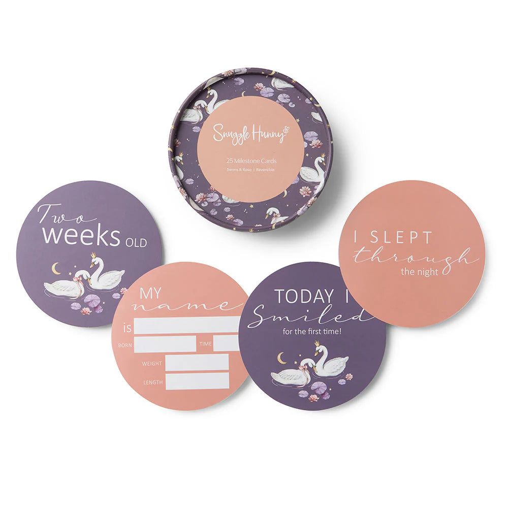 Swans & Rosa Reversible Milestone Cards - Snuggle Hunny