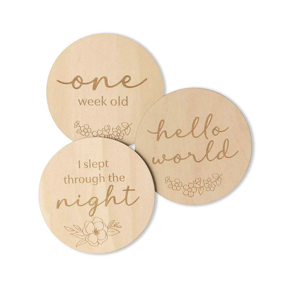 Floral Wooden Milestone Cards - Snuggle Hunny