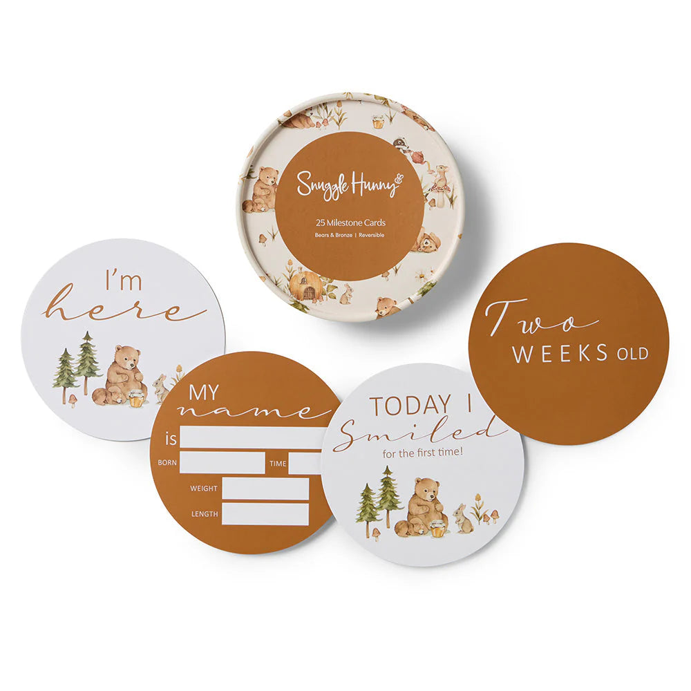 Bears & Bronze Reversible Milestone Cards - Snuggle Hunny