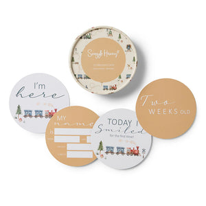 Trains & Pebble Reversible Milestone Cards - Snuggle Hunny