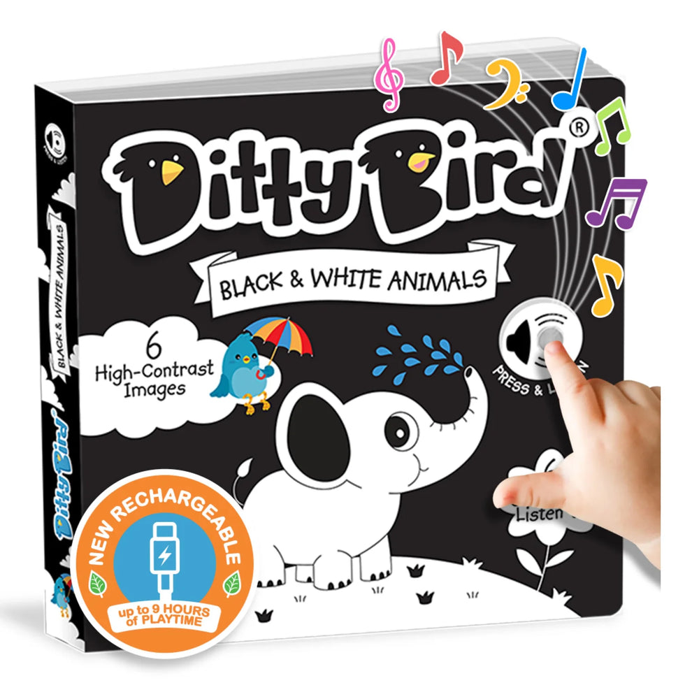 Musical Book - Black & White Animals - Ditty Bird