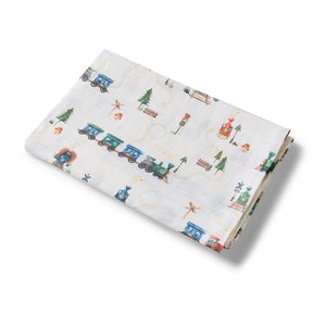 Trains Organic Muslin Wrap - Snuggle Hunny