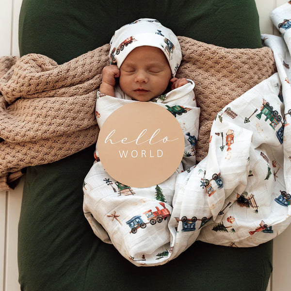 Trains Organic Muslin Wrap - Snuggle Hunny