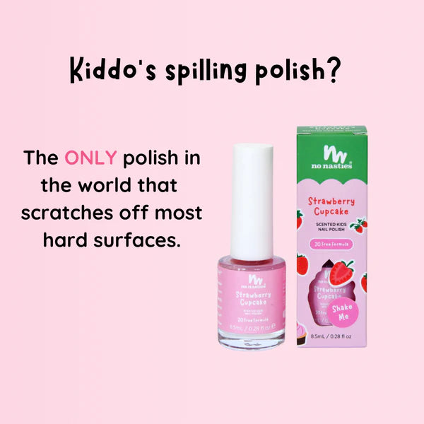 Strawberry Cupcake - Pastel Pink Nail Polish for Kids - No Nasties