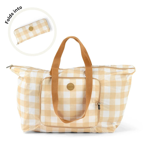 Fold-Up Tote - Beige Gingham - OIOI
