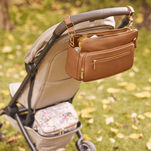 Multitasker Pram Caddy - Chestnut Brown Vegan Leather - OIOI