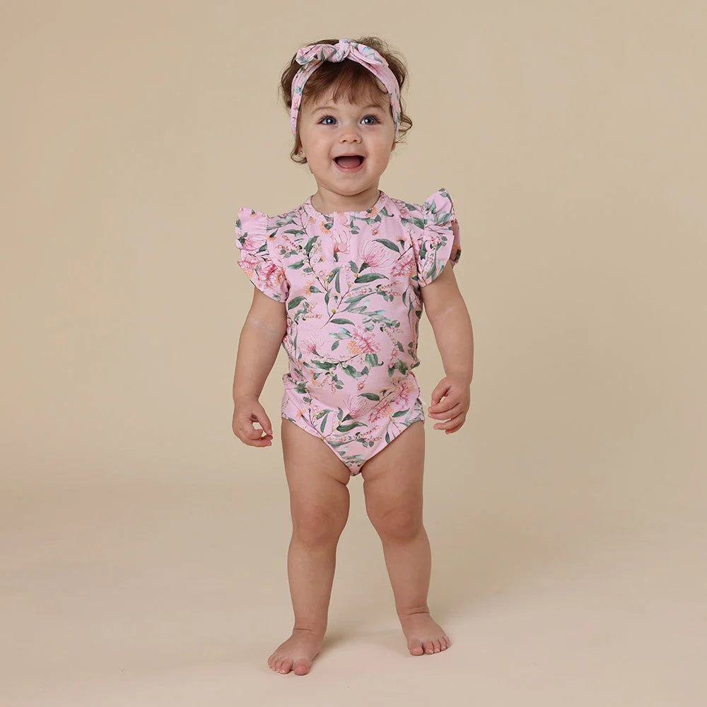 Pink Wattle Short Sleeve Organic Bodysuit - Snuggle Hunny