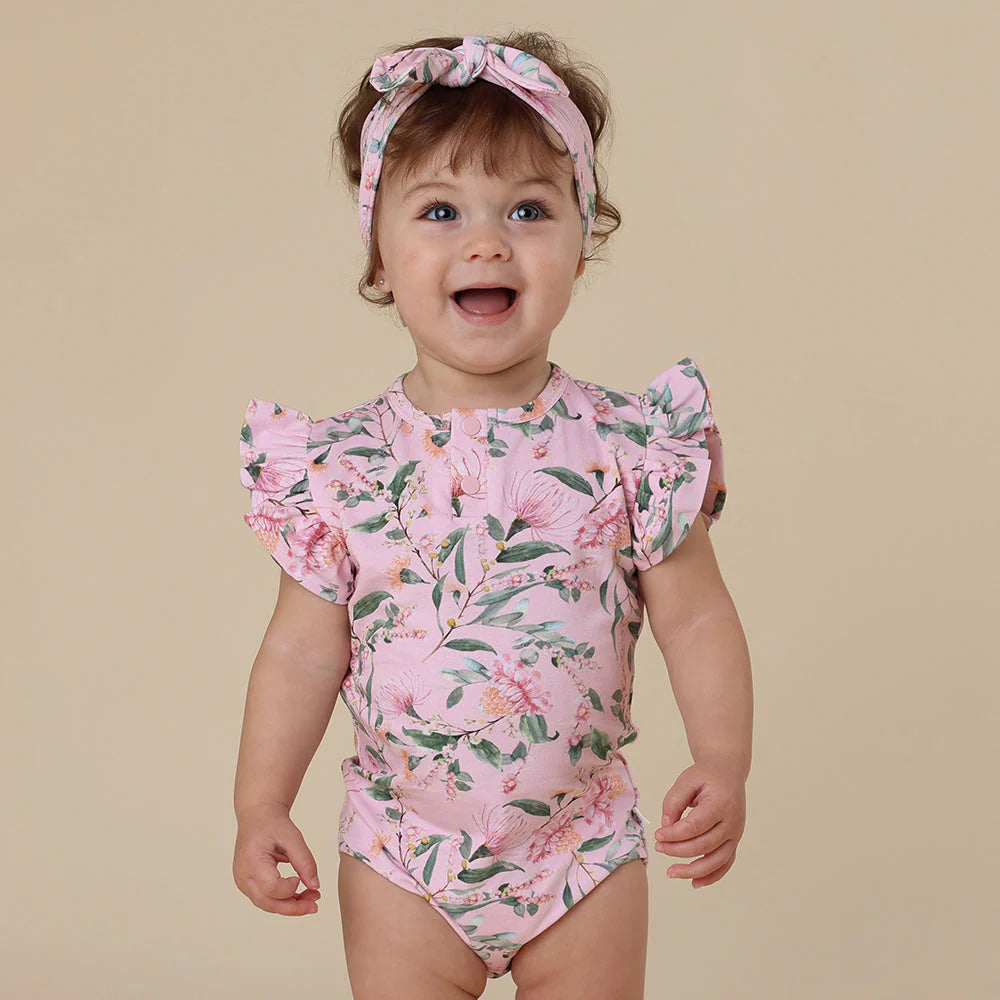 Pink Wattle Short Sleeve Organic Bodysuit - Snuggle Hunny