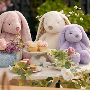 Floral White Bunny Medium - Jiggle & Giggle
