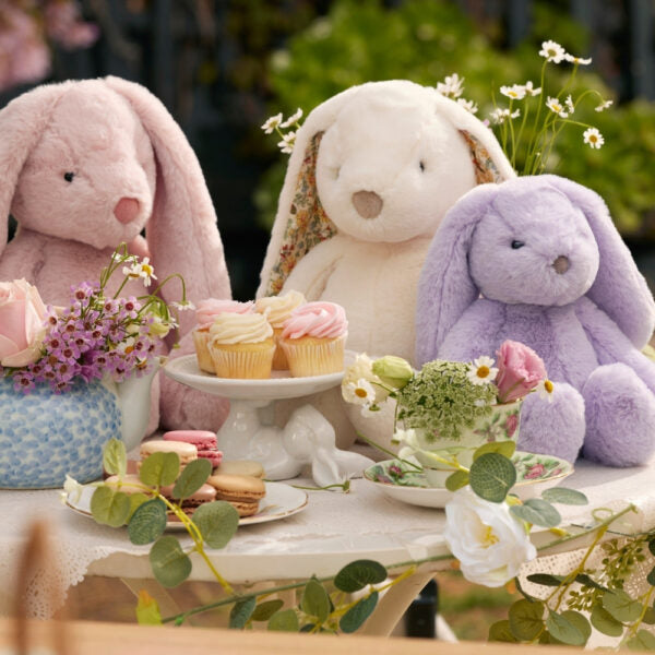 Floral White Bunny Medium - Jiggle & Giggle