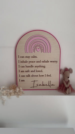 Custom Anxiety Affirmation Rainbow Sign - Pink - Luma Light