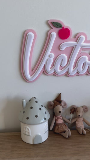 Custom Name Sign Detailed | Layered acrylic name plaque - Cherries - Luma Light