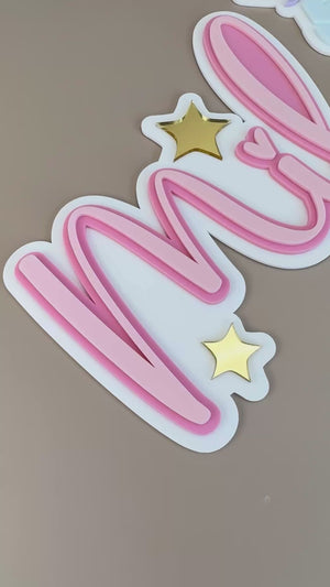 Custom Name Sign Detailed | Layered acrylic name plaque - Unicorn - Luma Light