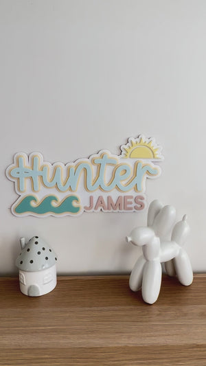 Custom Name Sign Detailed | Layered acrylic name plaque - Beach - Luma Light