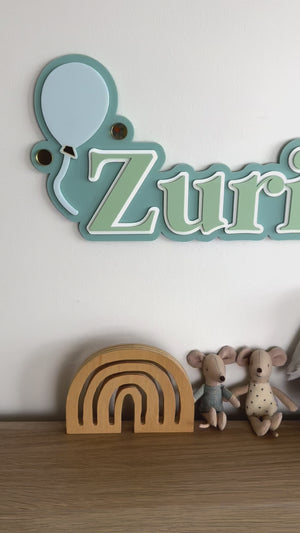 Custom Name Sign Detailed | Layered acrylic name plaque - Balloons - Luma Light