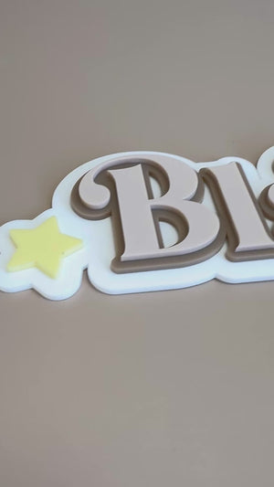 Custom Name Sign Detailed | Layered acrylic name plaque -Moon & Stars - Luma Light