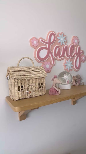 Custom Name Sign Detailed | Layered acrylic name plaque - Pretty Garden - Luma Light