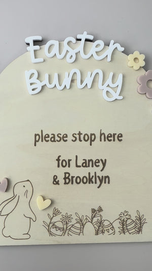 Easter Bunny please stop here Custom Easter Sign - Luma Light