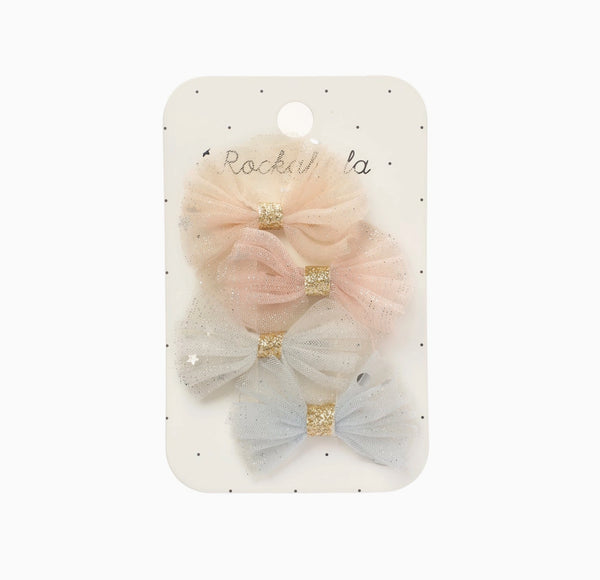 Sparkle Tulle Mini Bow Clips - Rockahula Kids