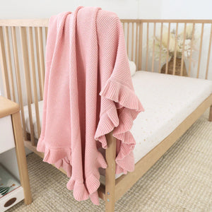 Rosa Ruffle Knit Organic Baby Blanket - Snuggle Hunny
