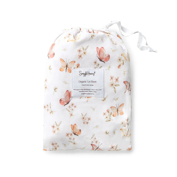 Butterfly Organic Fitted Cot Sheet - Snuggle Hunny