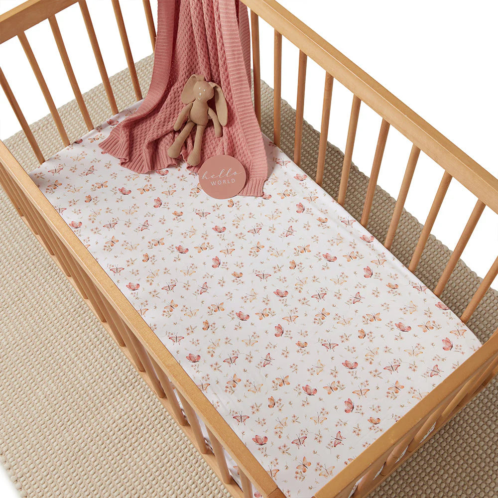Butterfly Organic Fitted Cot Sheet - Snuggle Hunny