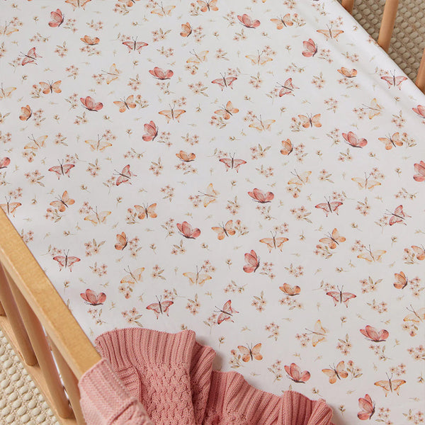 Butterfly Organic Fitted Cot Sheet - Snuggle Hunny