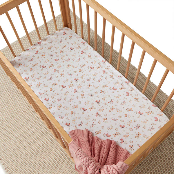 Butterfly Organic Fitted Cot Sheet - Snuggle Hunny