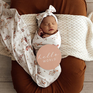 Butterfly Organic Jersey Wrap & Topknot Set - Snuggle Hunny