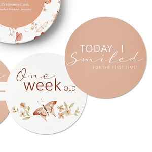 Butterfly & Pink Sand Reversible Milestone Cards - Snuggle Hunny