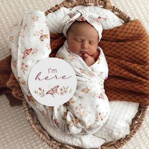 Butterfly & Pink Sand Reversible Milestone Cards - Snuggle Hunny