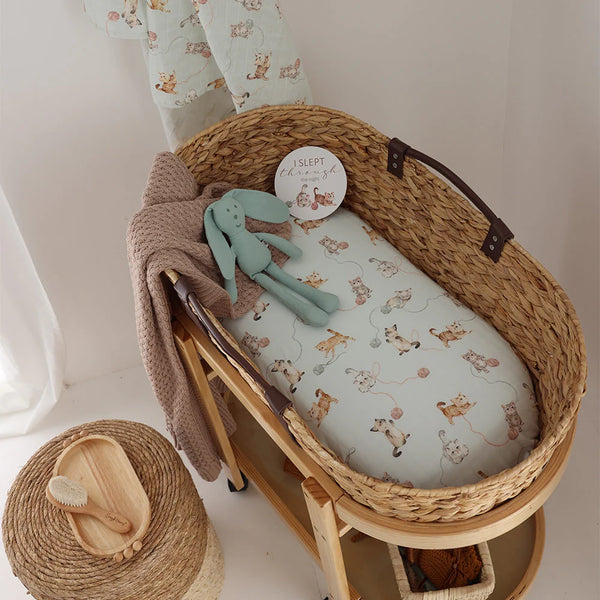 Kittens Organic Bassinet Sheet / Change Pad Cover - Snuggle Hunny DISCOUNTED