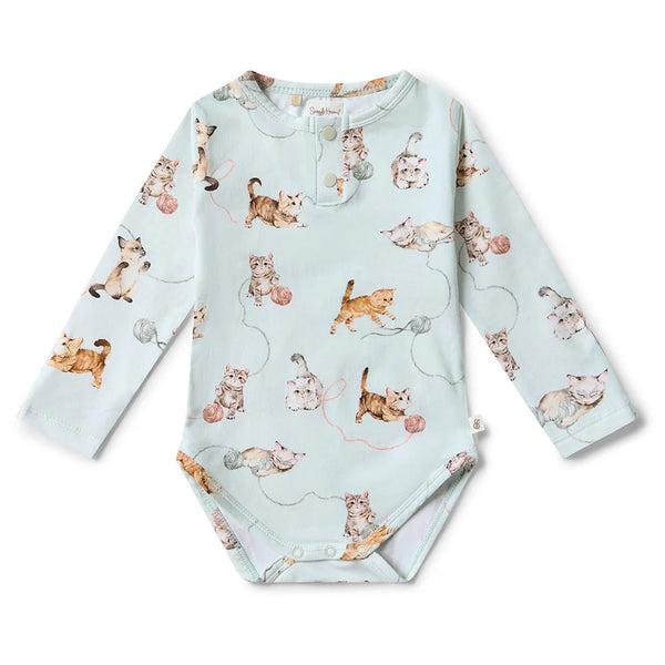 Kittens Long Sleeve Organic Bodysuit - Snuggle Hunny DISCOUNTED