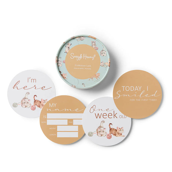 Kittens & Pebble Reversible Milestone Cards - Snuggle Hunny DISCOUNTED