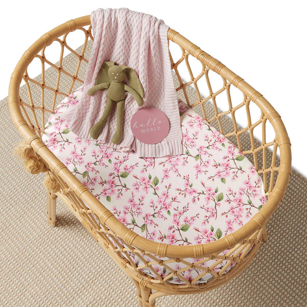 Cherry Blossom Organic Bassinet Sheet / Change Pad Cover - Snuggle Hunny
