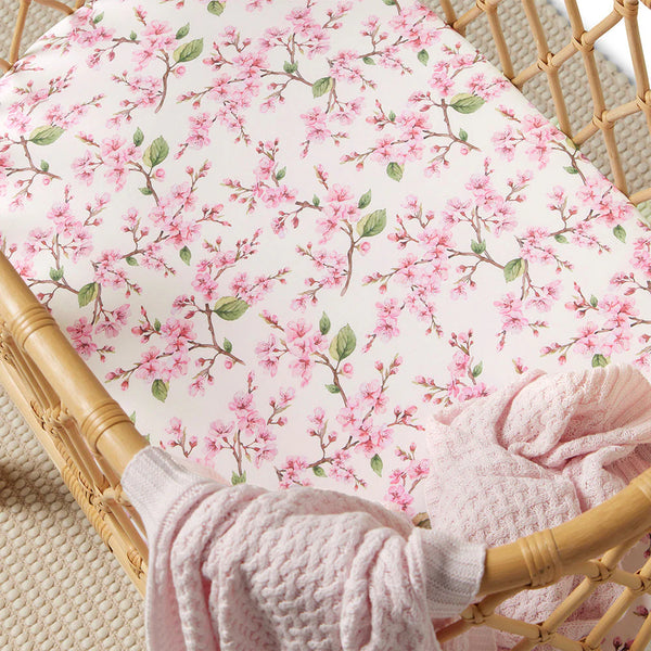 Cherry Blossom Organic Bassinet Sheet / Change Pad Cover - Snuggle Hunny