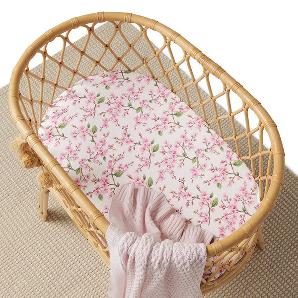 Cherry Blossom Organic Bassinet Sheet / Change Pad Cover - Snuggle Hunny