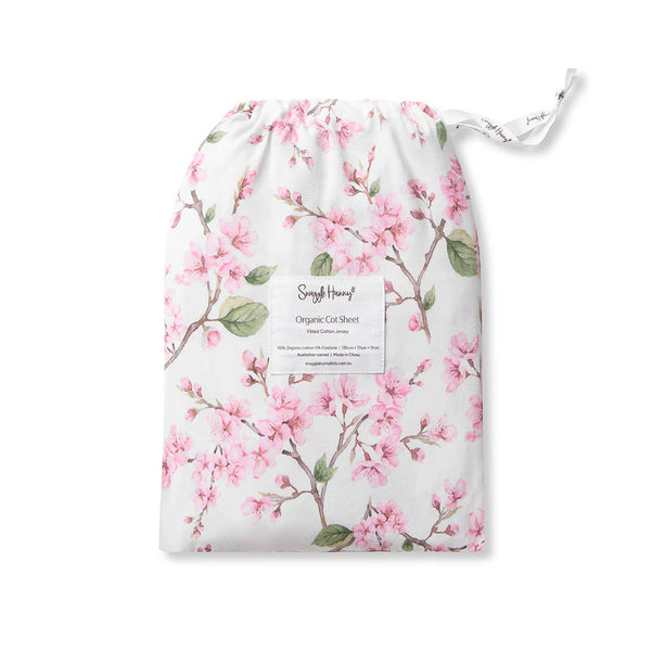 Cherry Blossom Organic Fitted Cot Sheet - Snuggle Hunny