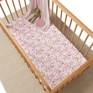Cherry Blossom Organic Fitted Cot Sheet - Snuggle Hunny