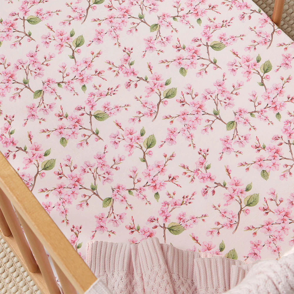 Cherry Blossom Organic Fitted Cot Sheet - Snuggle Hunny