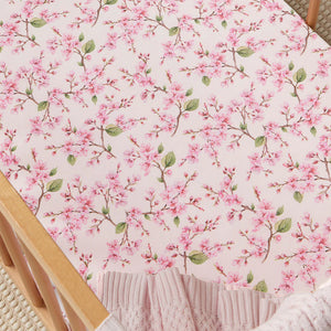 Cherry Blossom Organic Fitted Cot Sheet - Snuggle Hunny