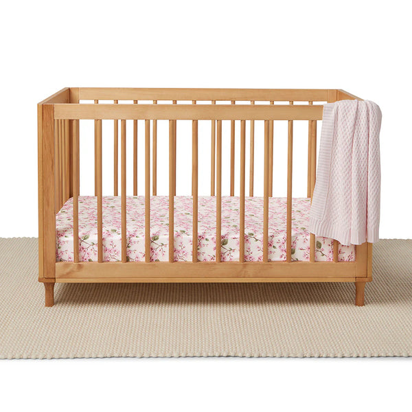 Cherry Blossom Organic Fitted Cot Sheet - Snuggle Hunny