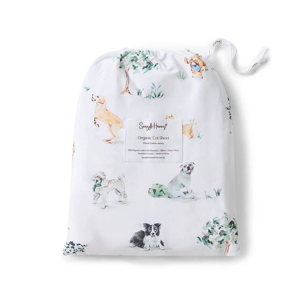 Dog Park Organic Fitted Cot Sheet - Snuggle Hunny