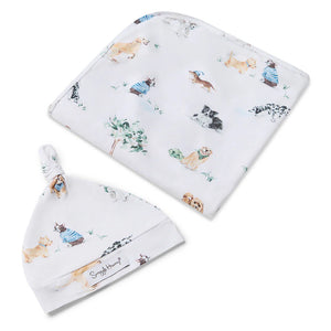Dog Park Organic Jersey Wrap & Beanie Set - Snuggle Hunny