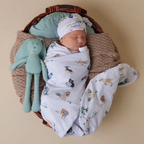 Dog Park Organic Jersey Wrap & Beanie Set - Snuggle Hunny