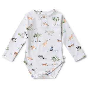 Dog Park Long Sleeve Organic Bodysuit - Snuggle Hunny - DISCOUNTED