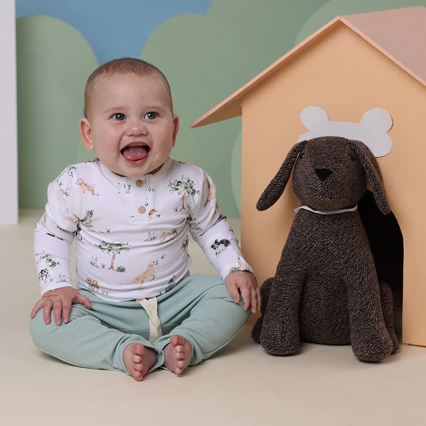 Dog Park Long Sleeve Organic Bodysuit - Snuggle Hunny - DISCOUNTED