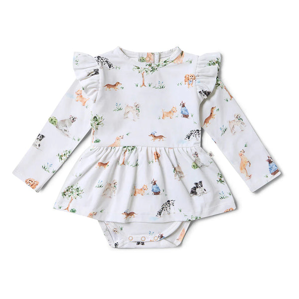 Dog Park Long Sleeve Organic Dress - Snuggle Hunny DISCOUNTED